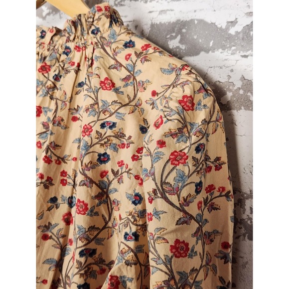 House Of‎ Harlow Peasant Top Womens Size Large Floral Beige Ruffle Neckline - Picture 10 of 16